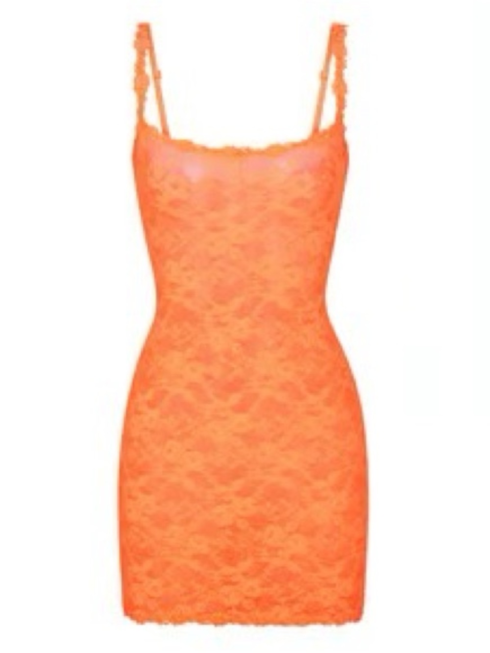 🧡 SKIMS Stretch Lace Slip Dress | Neon Orange | Sz Small | NWT 🏷️